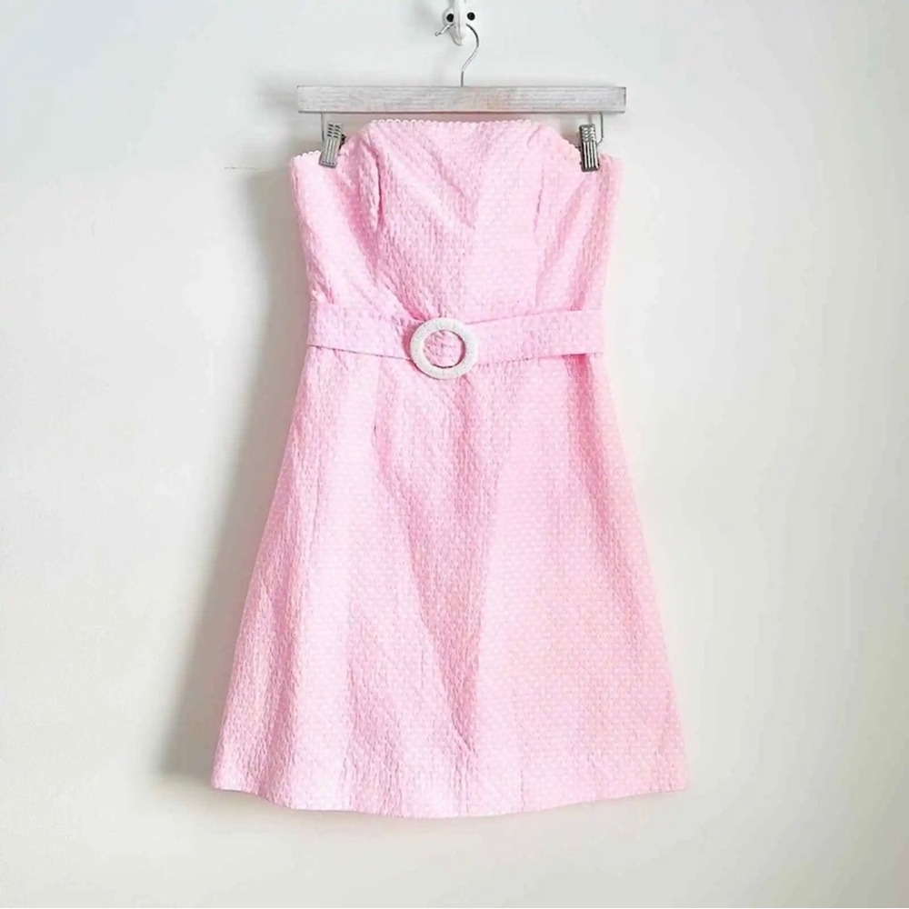 Lilly Pulitzer Sienna Pink Polka Dot Strapless Dress - Size 14 Barbie Barbiecore